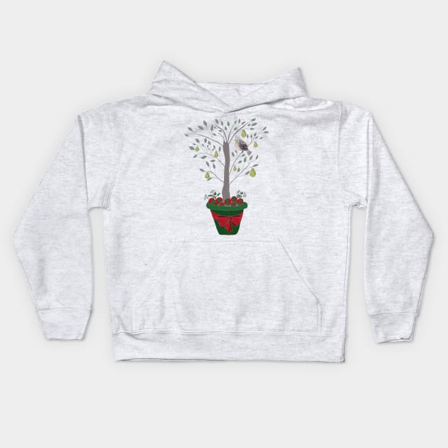 12 Days of Christmas Partridge in a Pear Tree Kids Hoodie by podartist